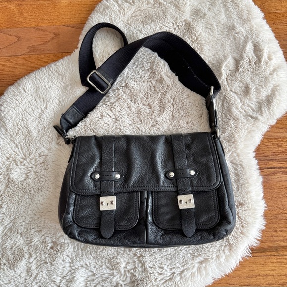 Ralph Lauren Messenger Black Leather Crossbody Bag - Picture 1 of 14